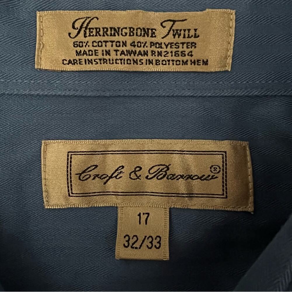 Croft & Barrow Herringbone Twill Weaved Button Down Dress Shirt | Men’s Size 17 - Picture 3 of 6